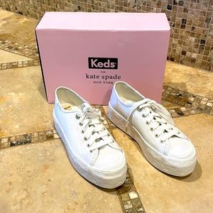 New Keds x Kate Spade New York Triple Up Faille Logo Platform Sneakers